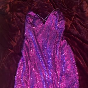 Purple  sequence hoco dress